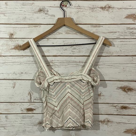 Free People Chevron Stripe Tie Front Tank - Ivory Multi - 0 - Picture 11 of 11